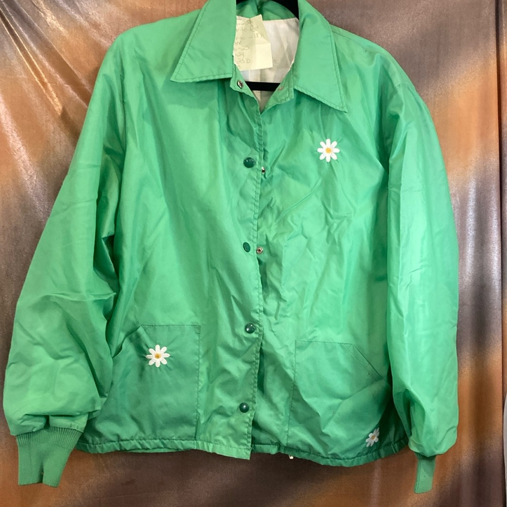 Vintage Green Floral Women's Jacket size L. Box K.‎ Royal Golf jacket.